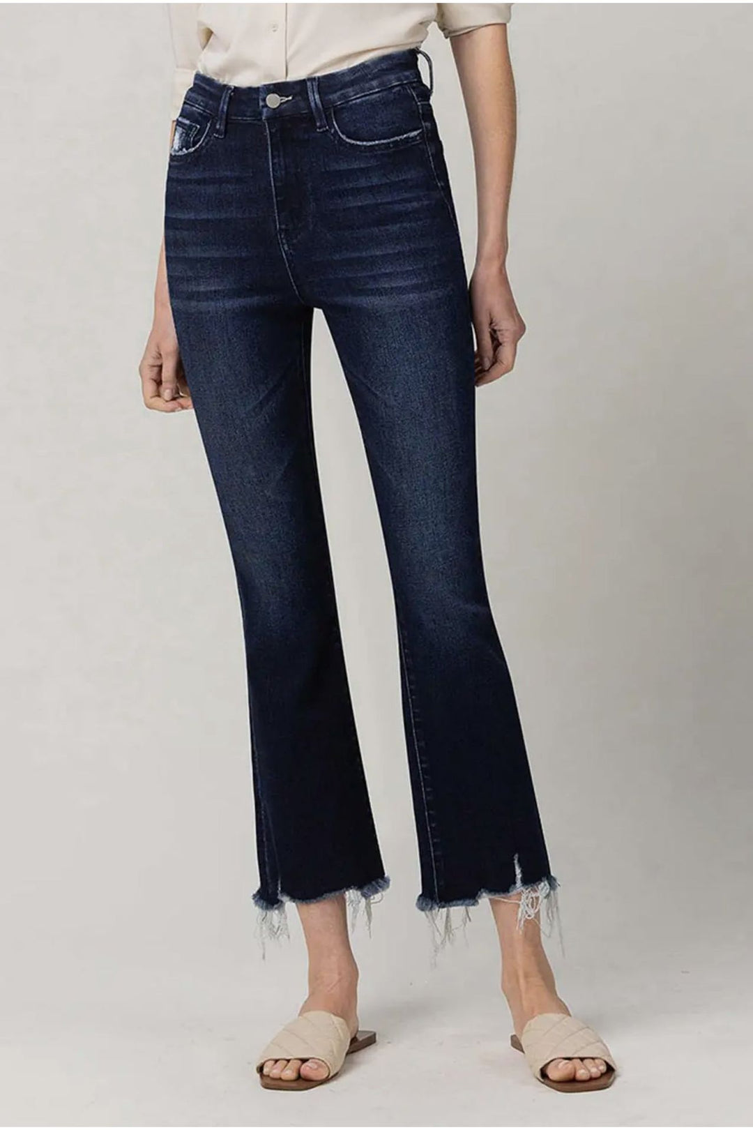Feasible by Flying Monkey Highrise Cropped Kick Flare Jeans - Vintage Dragonfly Boutique