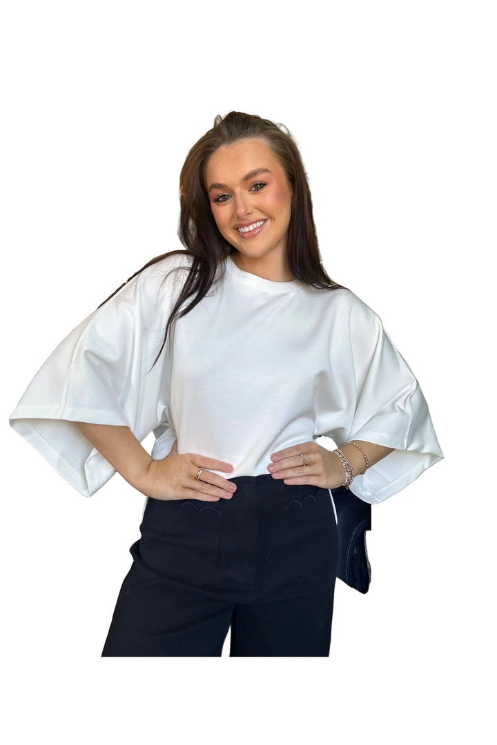 Entro Knit Top – Elbow Sleeve Relaxed Silhouette Blouse