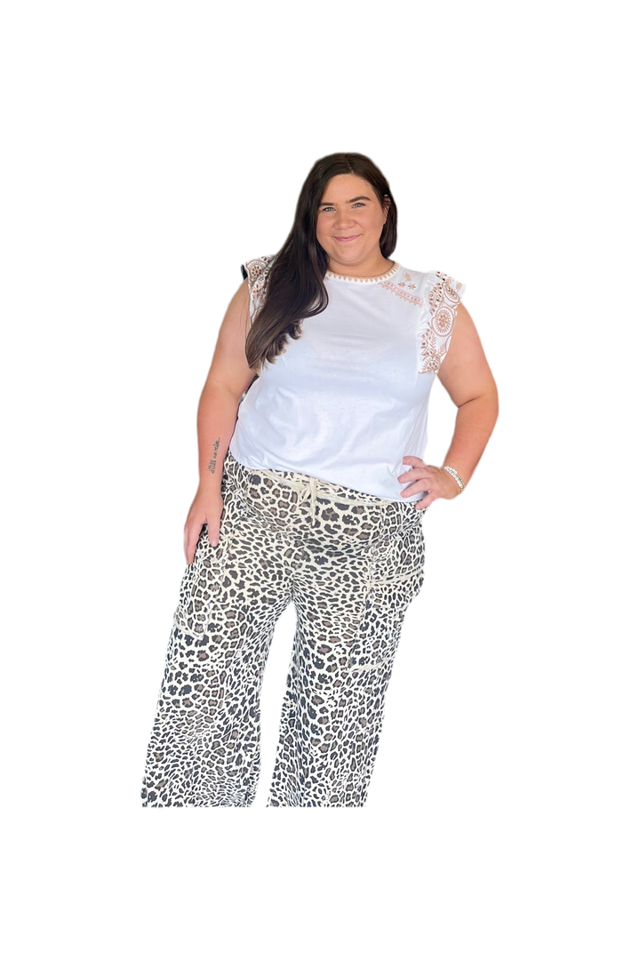 Animal Print Mineral Washed Cargo Pants