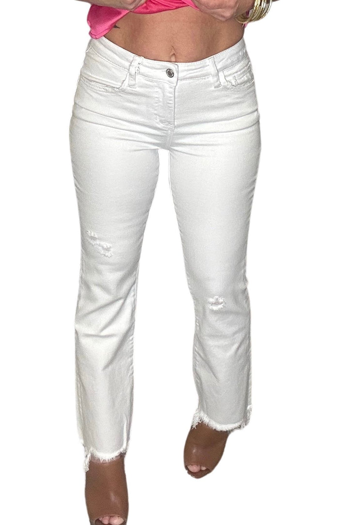 Vervet Mid Rise Boot Cut Jeans | Optic White - Vintage Dragonfly Boutique
