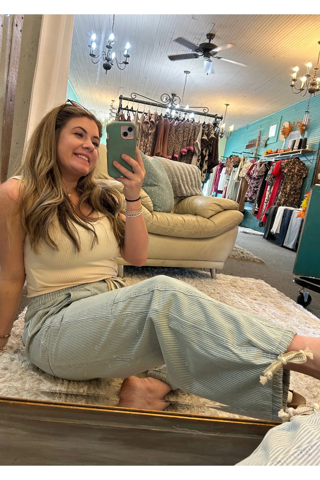 Aaron & Amber Lily Pull-On Cotton Pants with Drawstring Trim - Vintage Dragonfly Boutique
