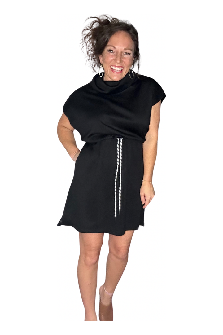 Entro Short Sleeved Cowl Neck Dress - Vintage Dragonfly Boutique