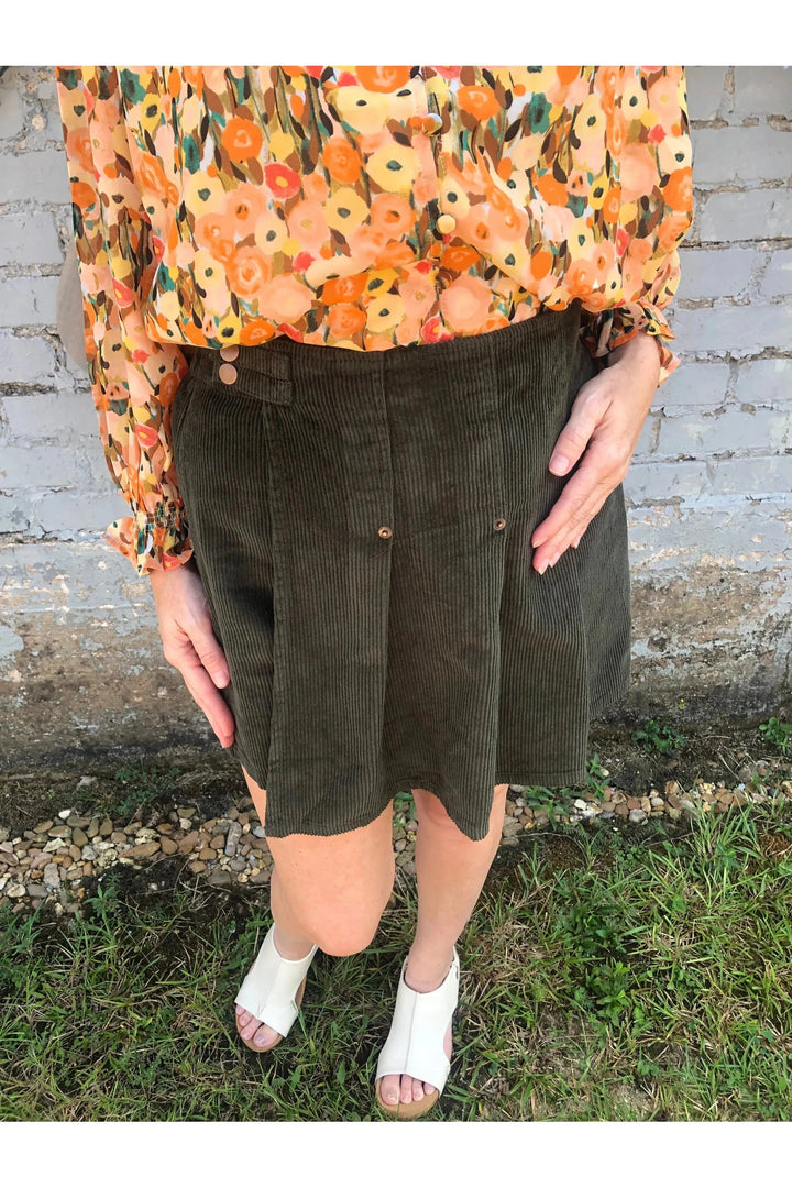 Olive Corduroy Skort - Vintage Dragonfly