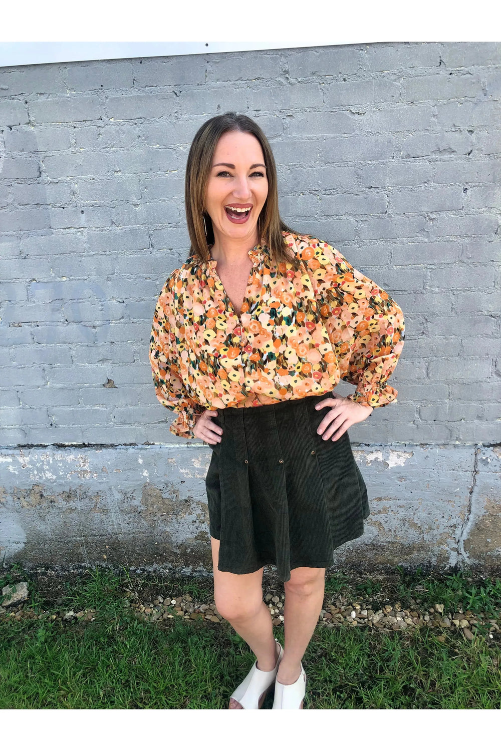 Persimmon Floral Top - Vintage Dragonfly