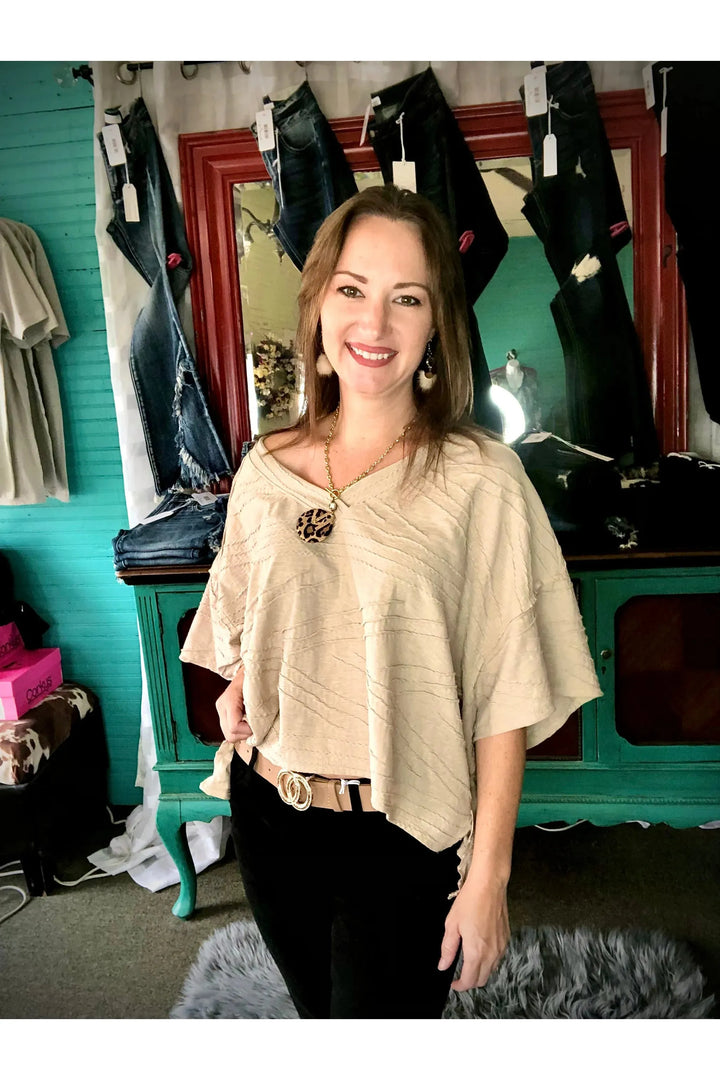 Cream Oversized Short Sleeve Top - Vintage Dragonfly