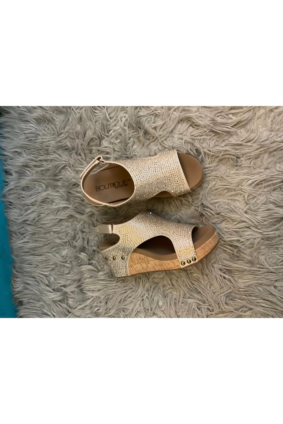 Corky’s Crystal Carley Wedges in Champagne - Vintage Dragonfly Boutique