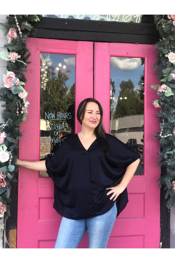 Cassie Collared Neckband Oversized Top - Vintage Dragonfly Boutique