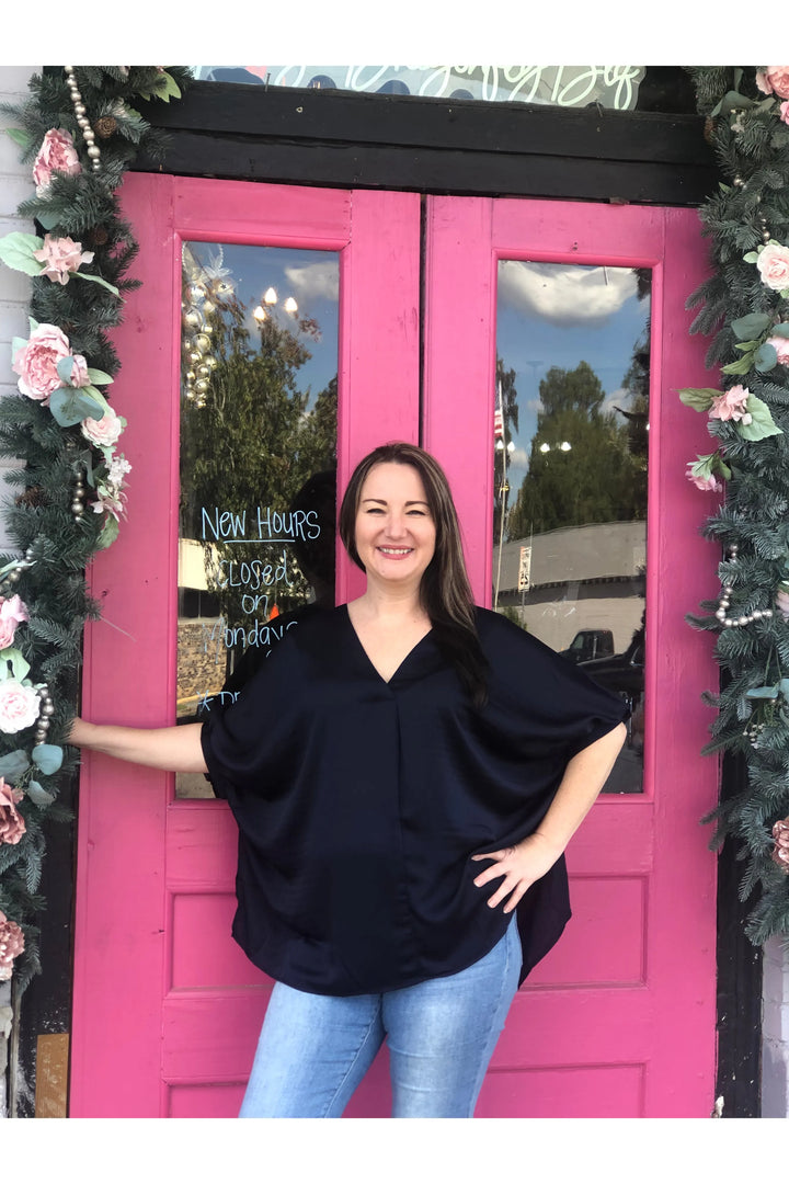 Cassie Collared Neckband Oversized Top - Vintage Dragonfly Boutique