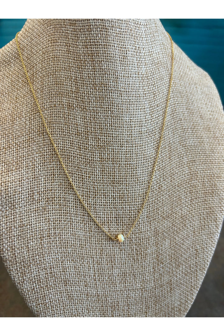 Bara Boheme Opal Pendant Necklace in 14k Rose Gold - Vintage Dragonfly Boutique