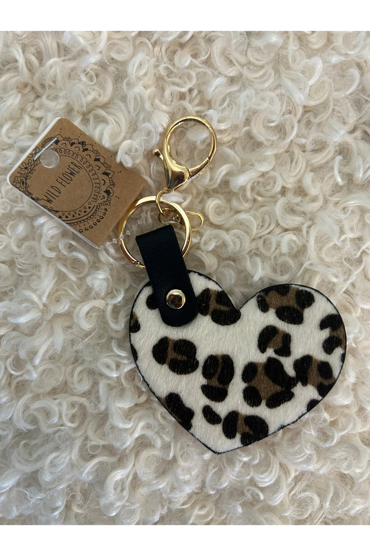 Heart Shaped Leopard Print Keychain - Vintage Dragonfly Boutique