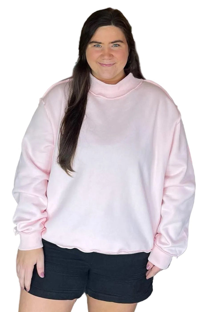 Bucketlist Reversible Mock Neck Sweatshirt – Ballet Pink - Vintage Dragonfly Boutique