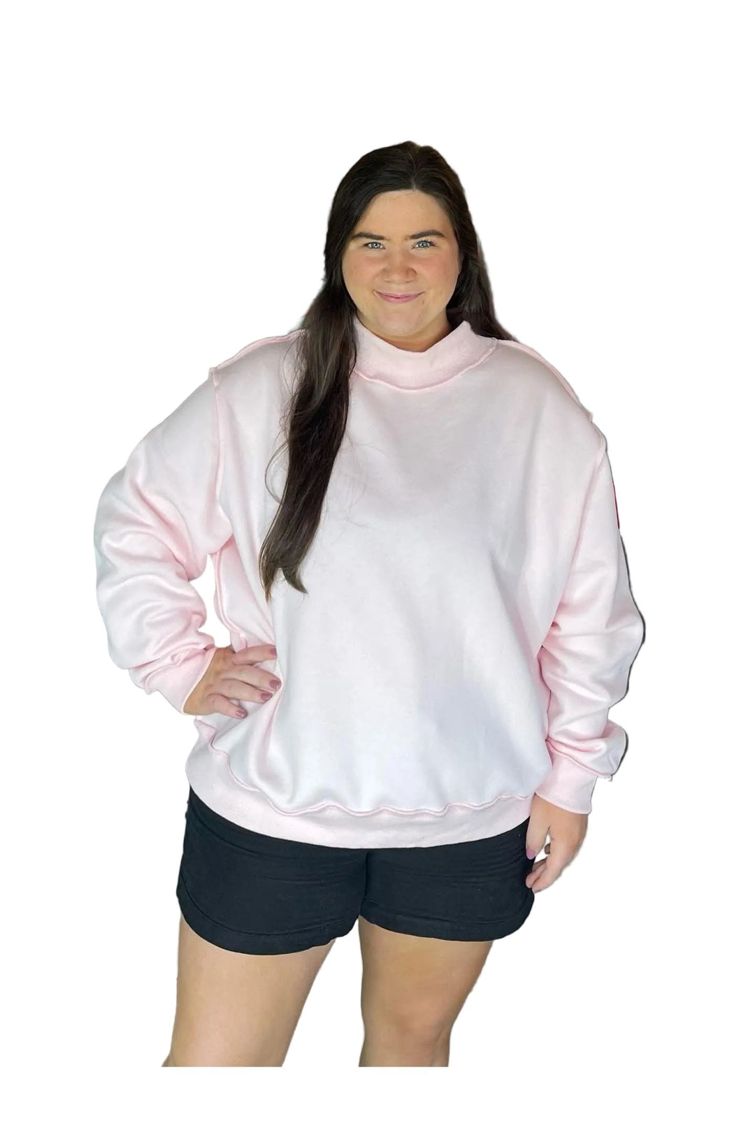 Bucketlist Reversible Mock Neck Sweatshirt – Ballet Pink - Vintage Dragonfly Boutique