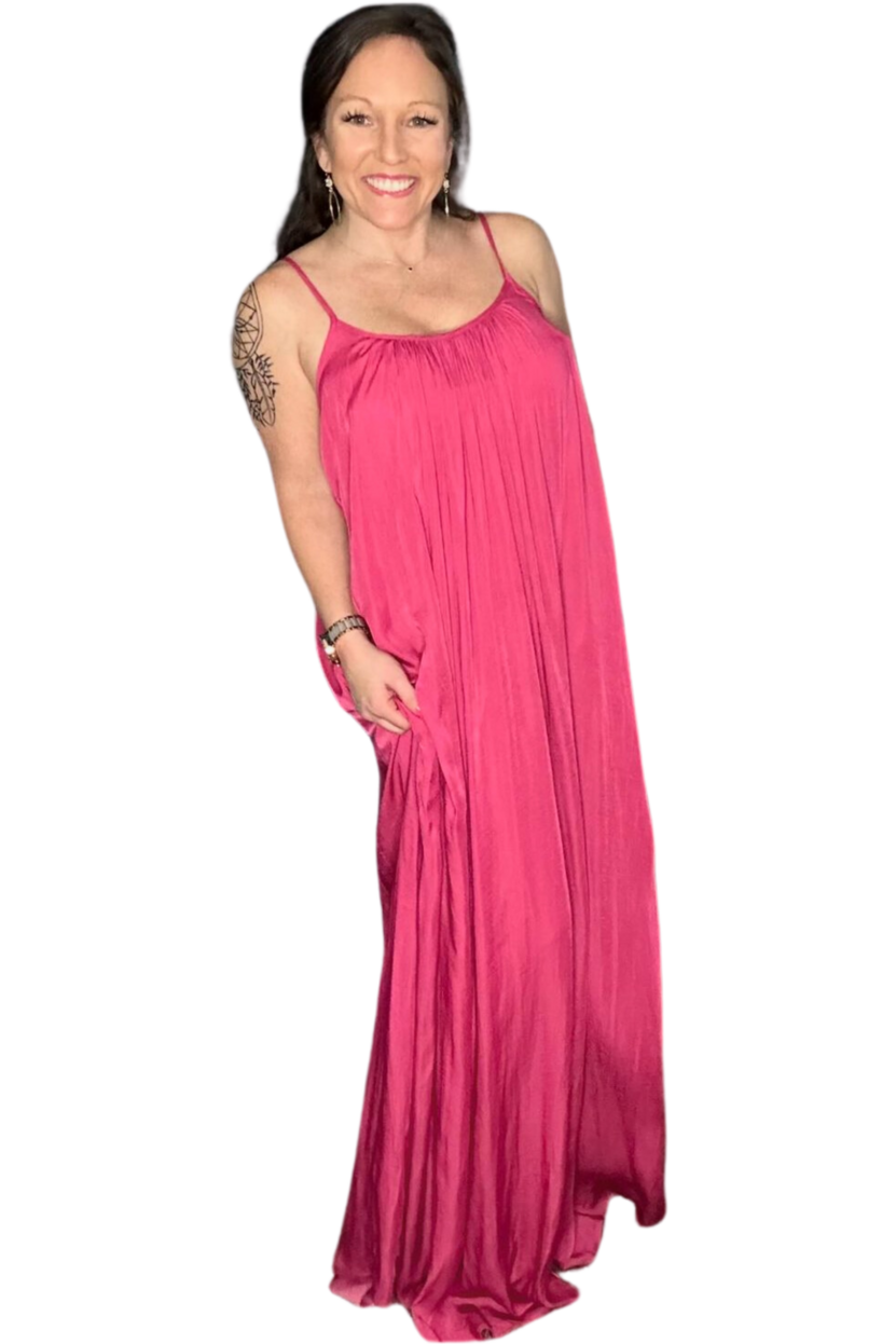 Hot Pink Maxi Tank Dress - Vintage Dragonfly Boutique