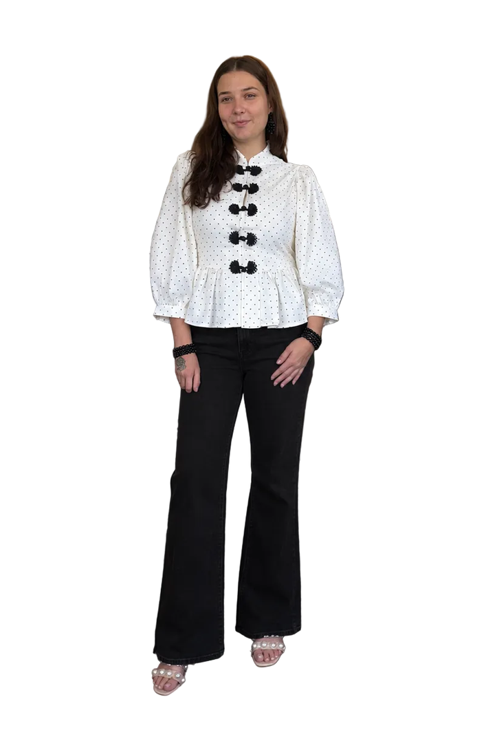 Entro Frog Closure Peplum Blouse