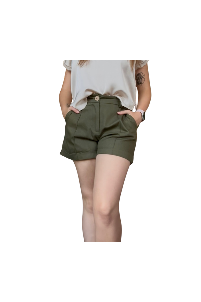 Olive Rolled Cuff Shorts - Vintage Dragonfly Boutique