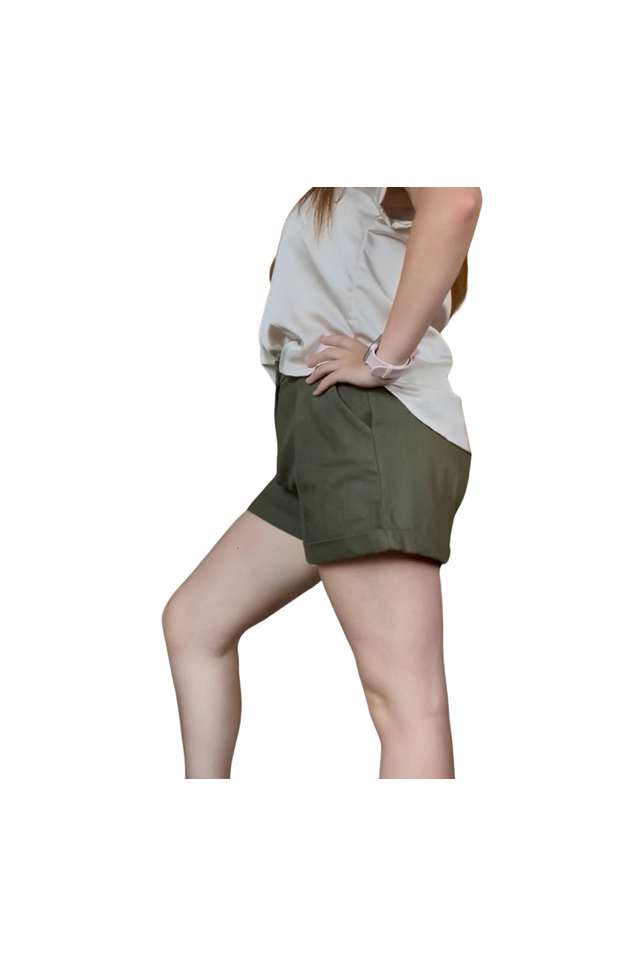 Olive Rolled Cuff Shorts - Vintage Dragonfly Boutique