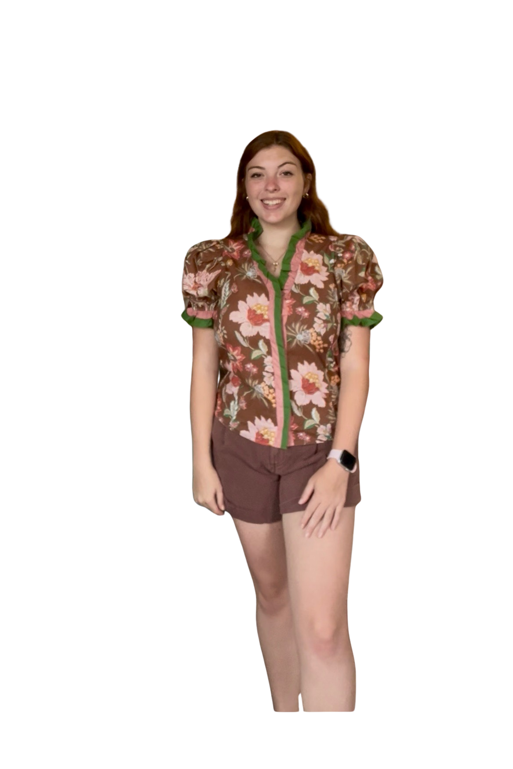 Entro Brown & Pink Floral Mix Print Top - Vintage Dragonfly Boutique