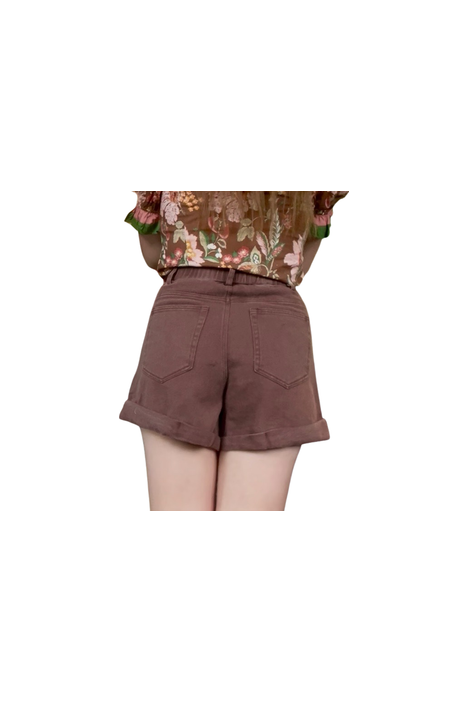Dusty Cocoa Pleated Shorts - Vintage Dragonfly Boutique