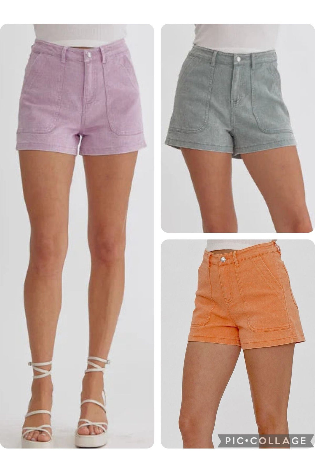 Entro Colored Denim High Waist Shorts - Vintage Dragonfly Boutique