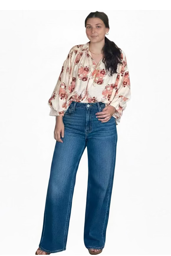 Entro Cream Floral Button-Down Blouse | Women’s Fall Top - Vintage Dragonfly Boutique