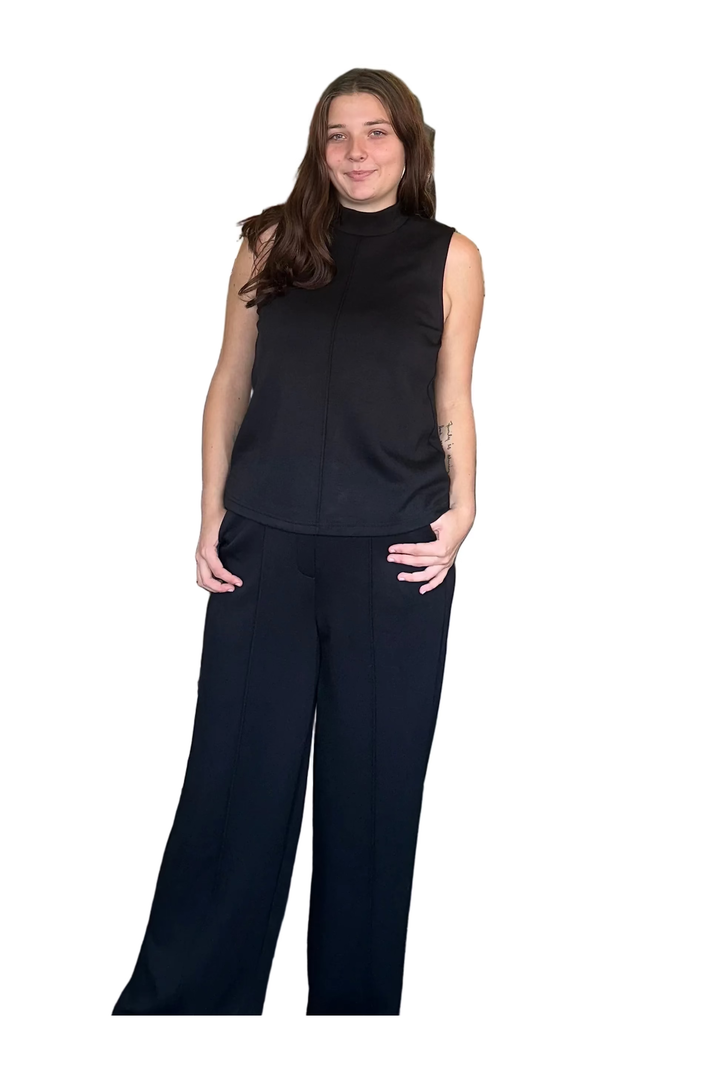 Entro Black Sleeveless Mock Neck Top | Chic Work &amp; Teacher Top