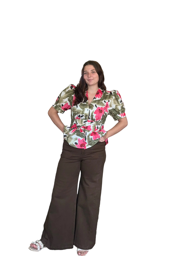 Entro Wide Leg Pants – Olive &amp; Brown | Women’s Fall Pants