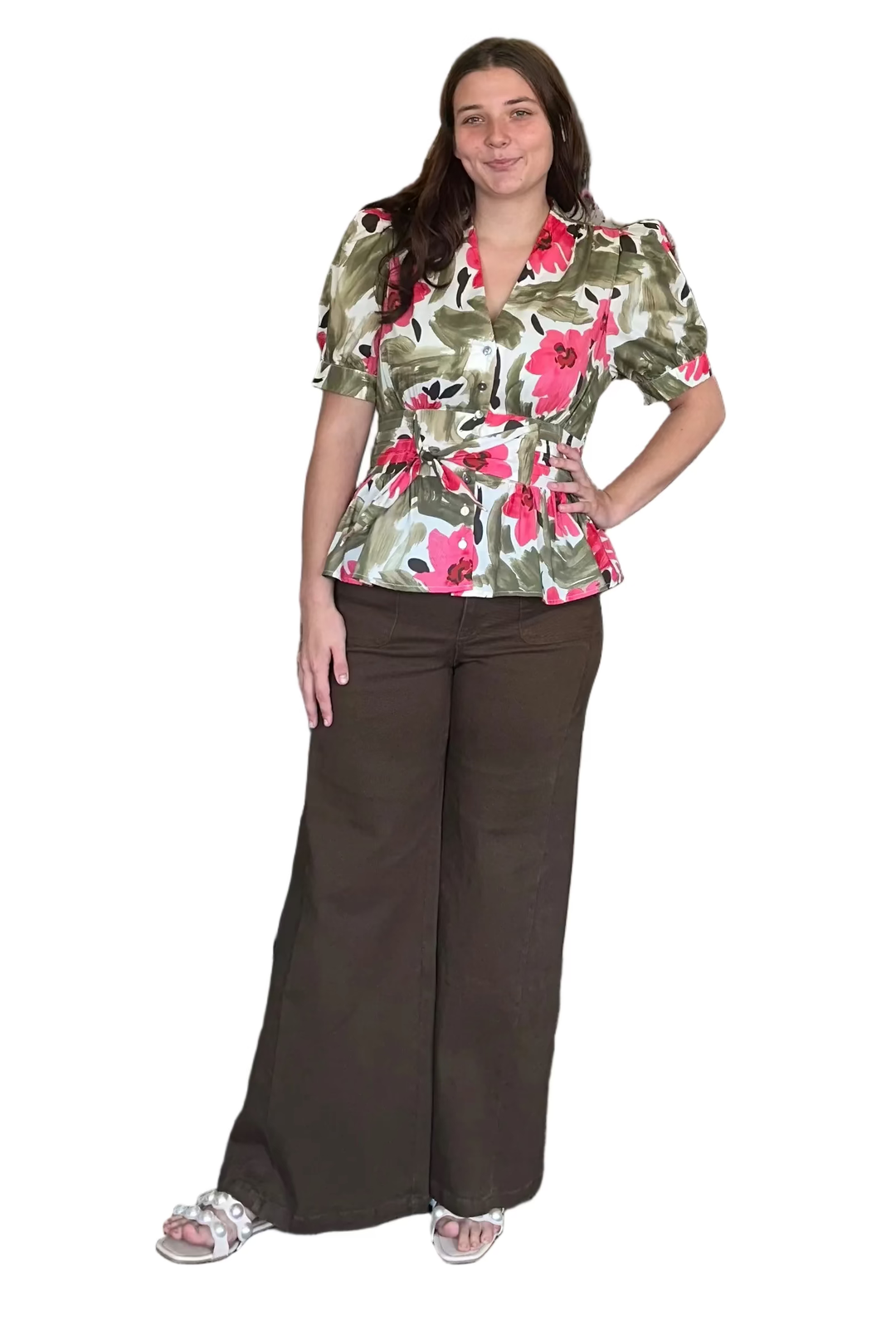 Entro Wide Leg Pants – Olive &amp; Brown | Women’s Fall Pants