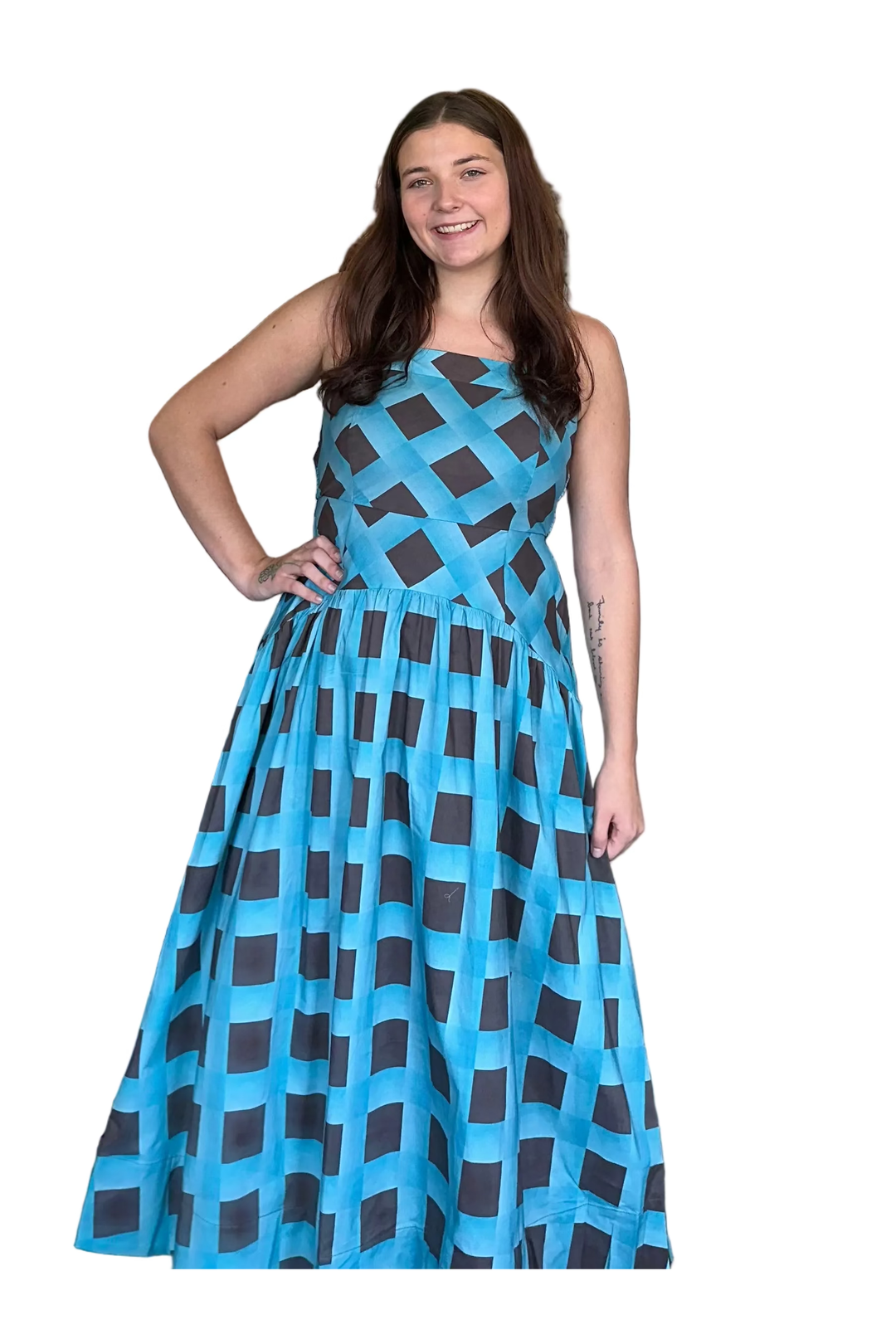 Entro Blue Geometric Midi Dress