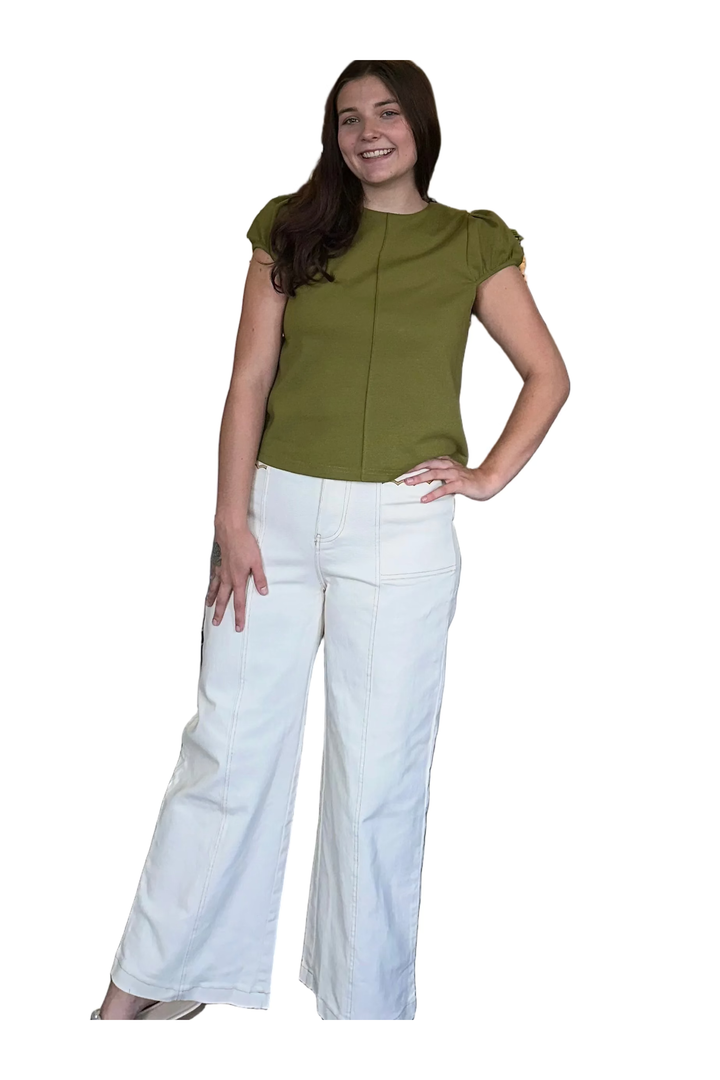 Entro Wide Leg Scallop Pocket Pants