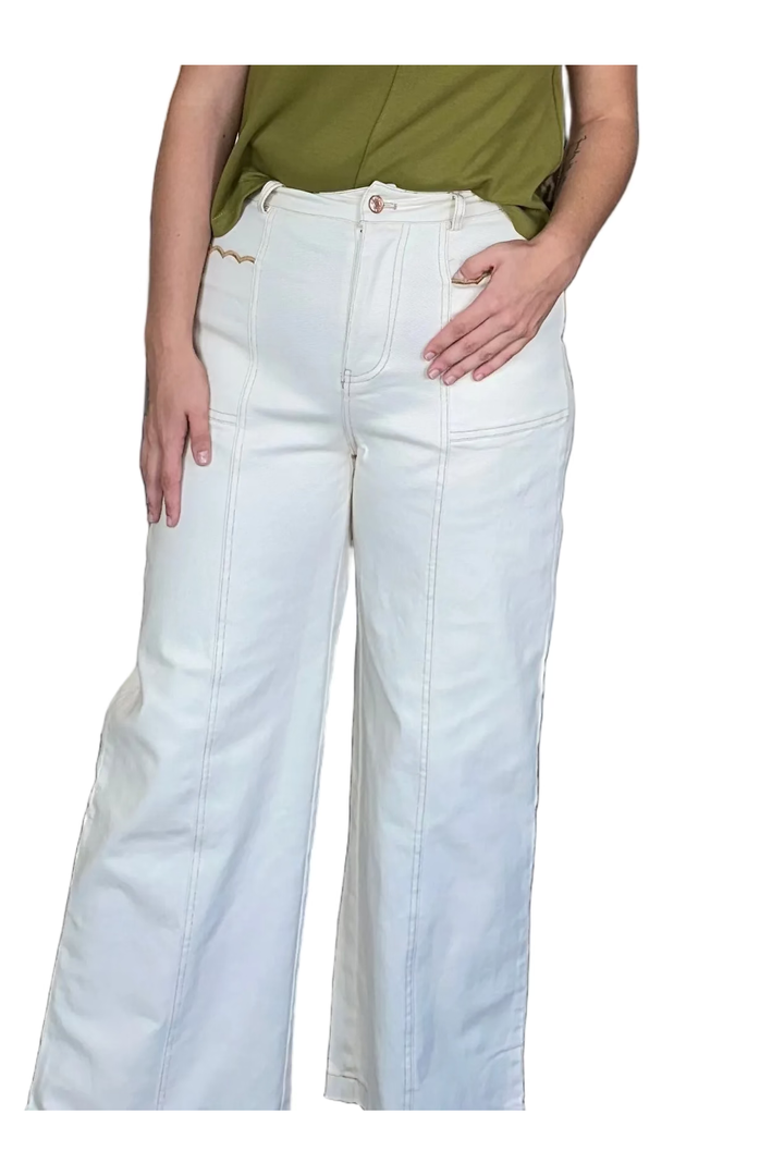 Entro Wide Leg Scallop Pocket Pants