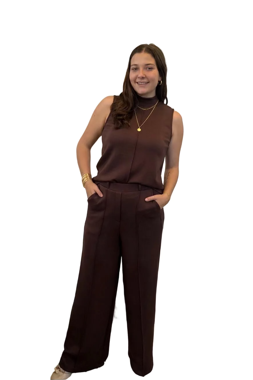 Entro Black or Brown Wide Leg Pants | Comfortable Work &amp; Teacher Pants - Vintage Dragonfly Boutique