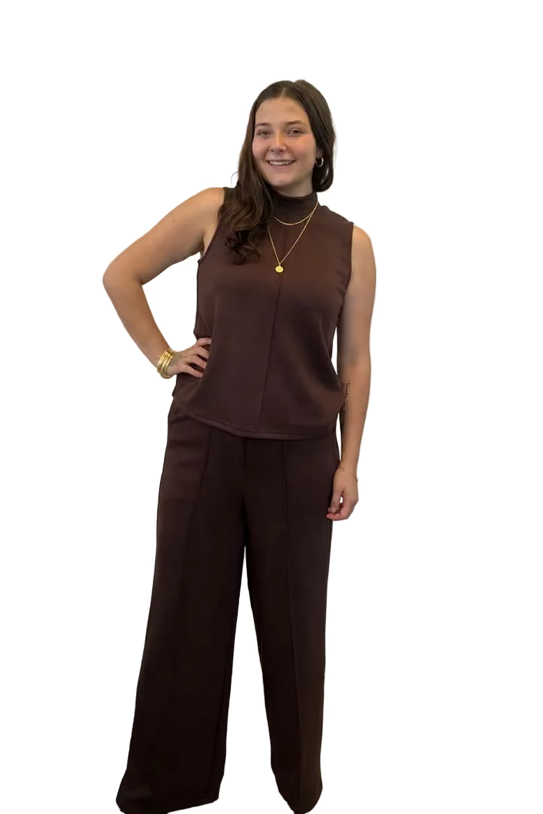 Entro Black or Brown Wide Leg Pants | Comfortable Work &amp; Teacher Pants - Vintage Dragonfly Boutique