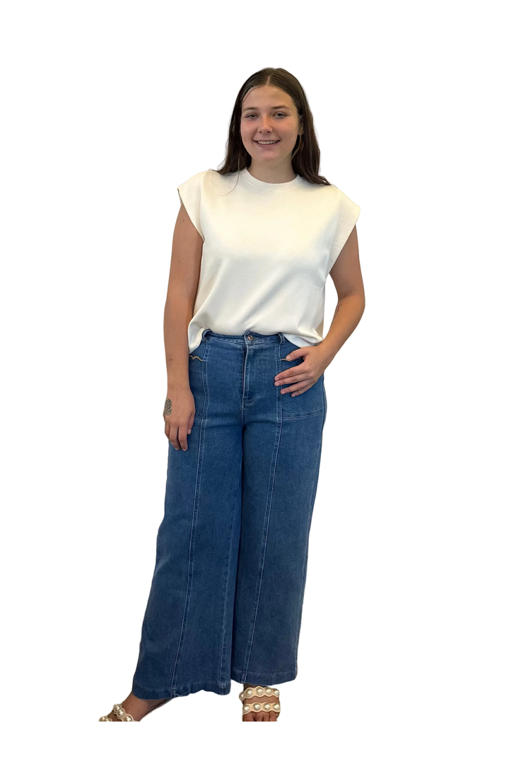 Entro Structured Cap Sleeve Top - Vintage Dragonfly Boutique