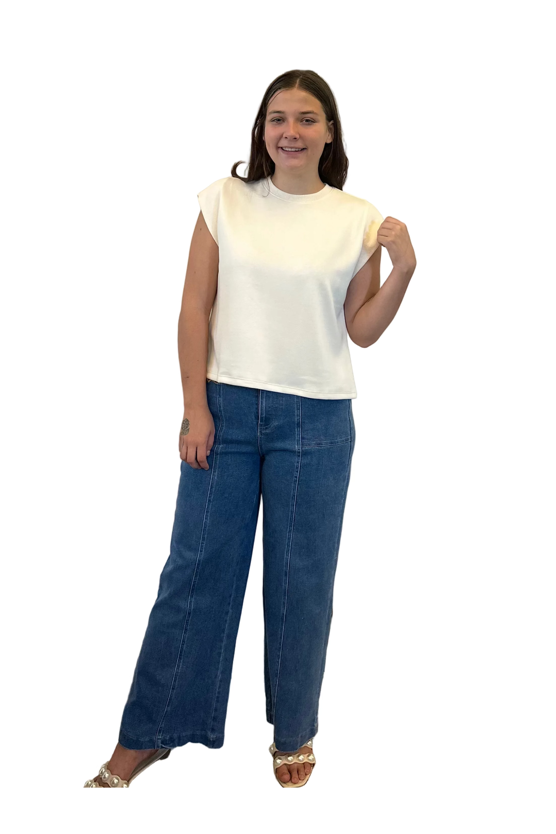 Entro Structured Cap Sleeve Top - Vintage Dragonfly Boutique