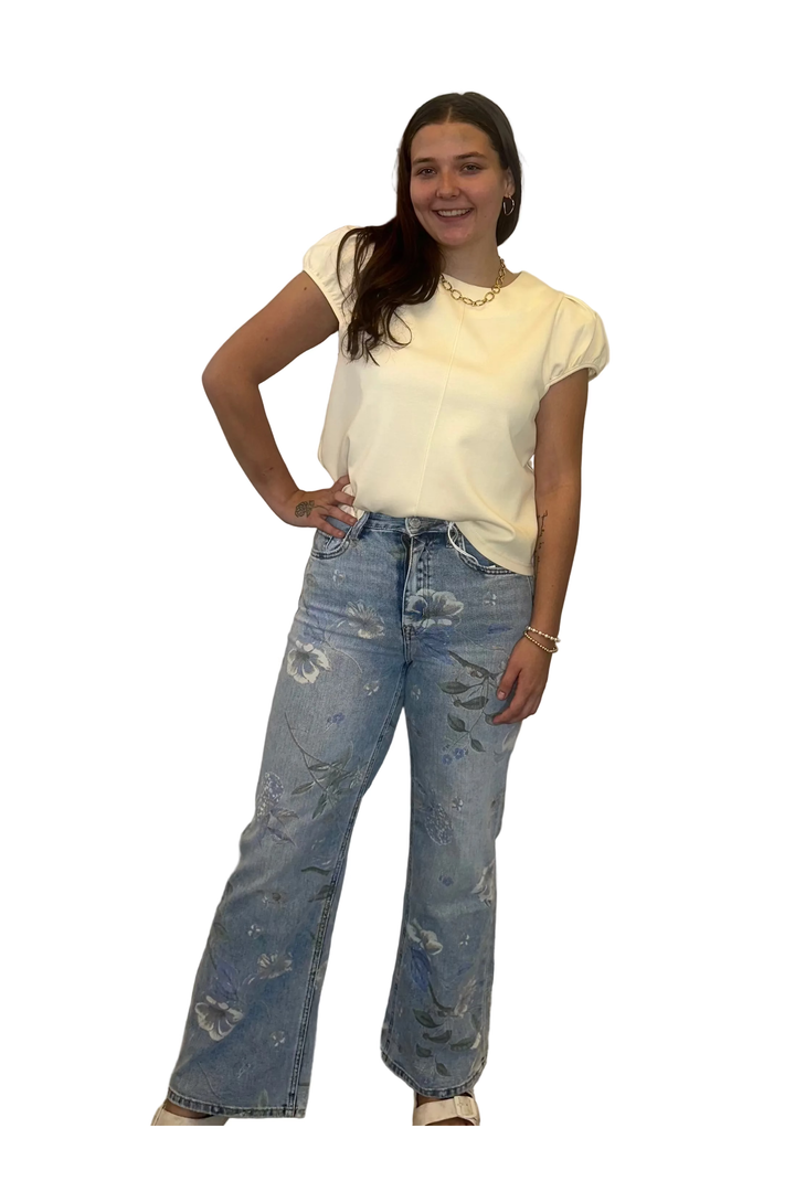 Vervet Cheryl Floral Super High Rise Vintage Flare Jeans