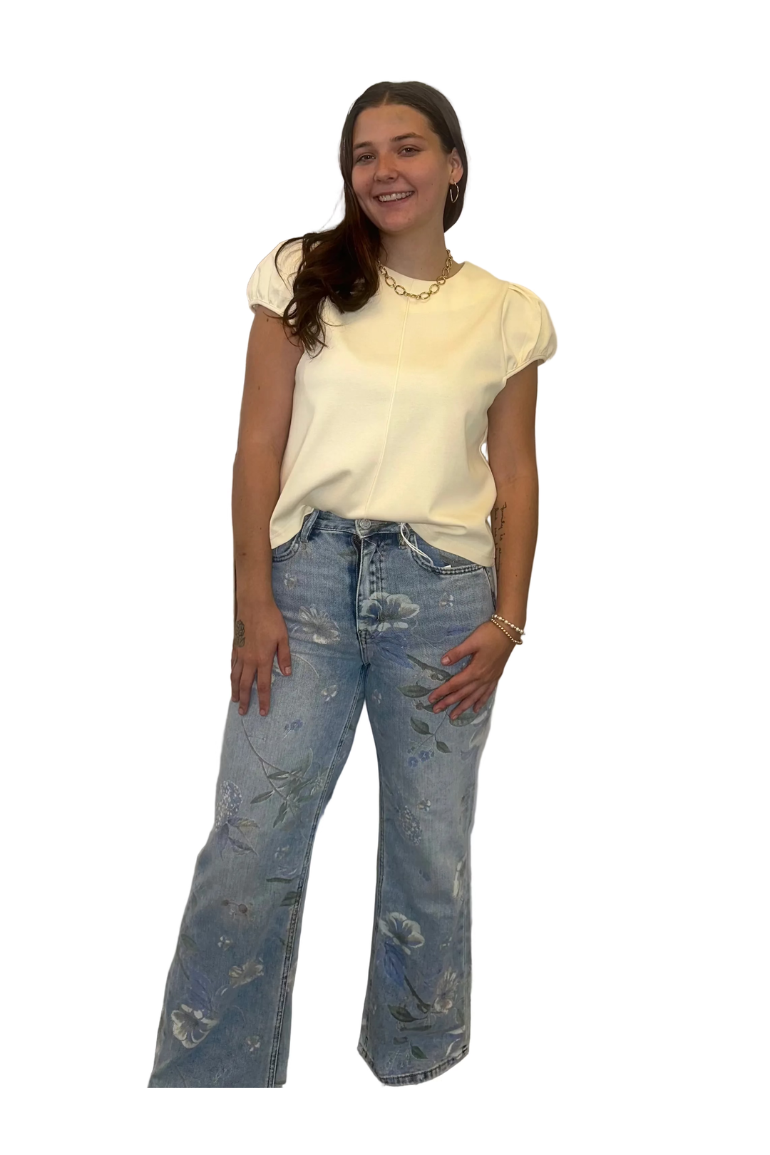 Vervet Cheryl Floral Super High Rise Vintage Flare Jeans