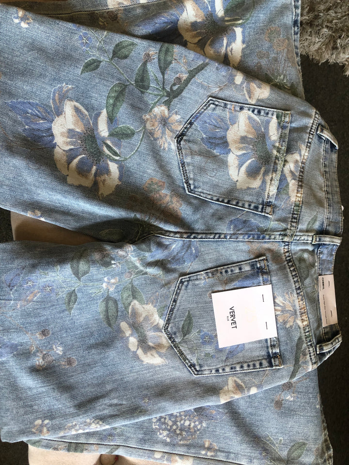 Vervet Cheryl Floral Super High Rise Vintage Flare Jeans