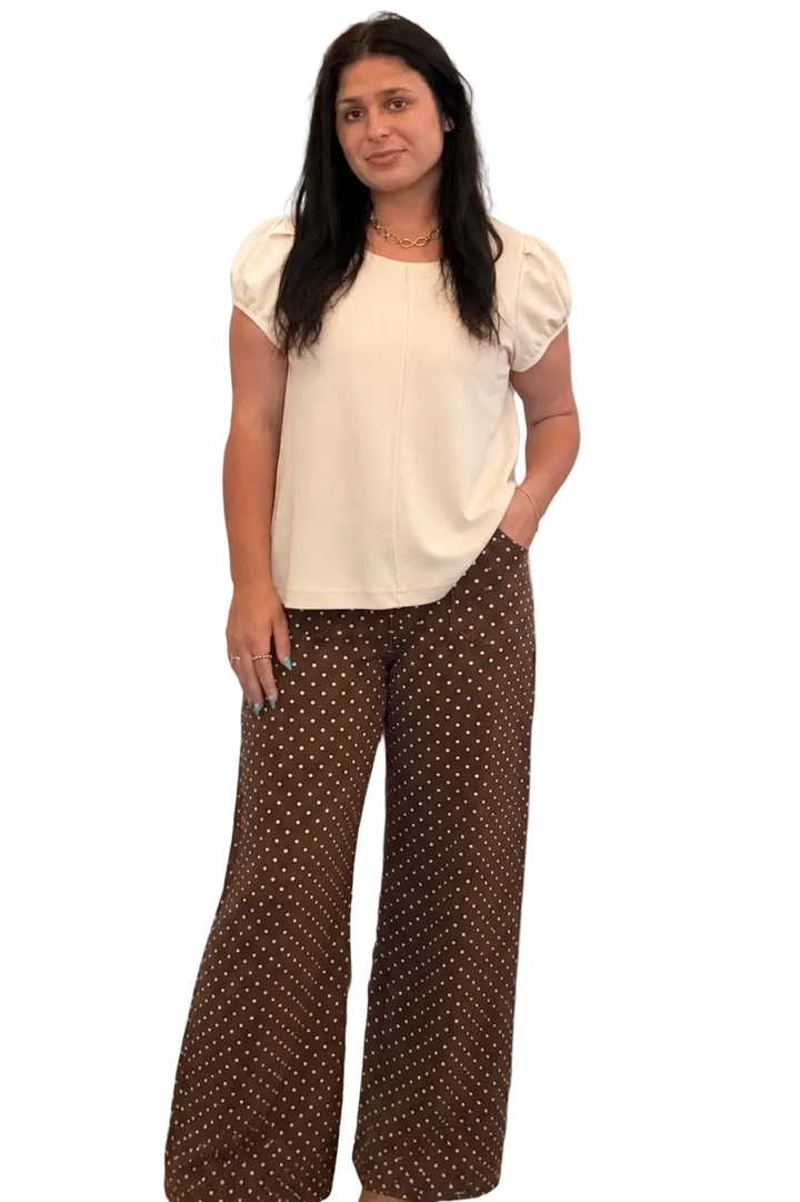 Entro Chocolate Polka Dot Wide Leg Pants