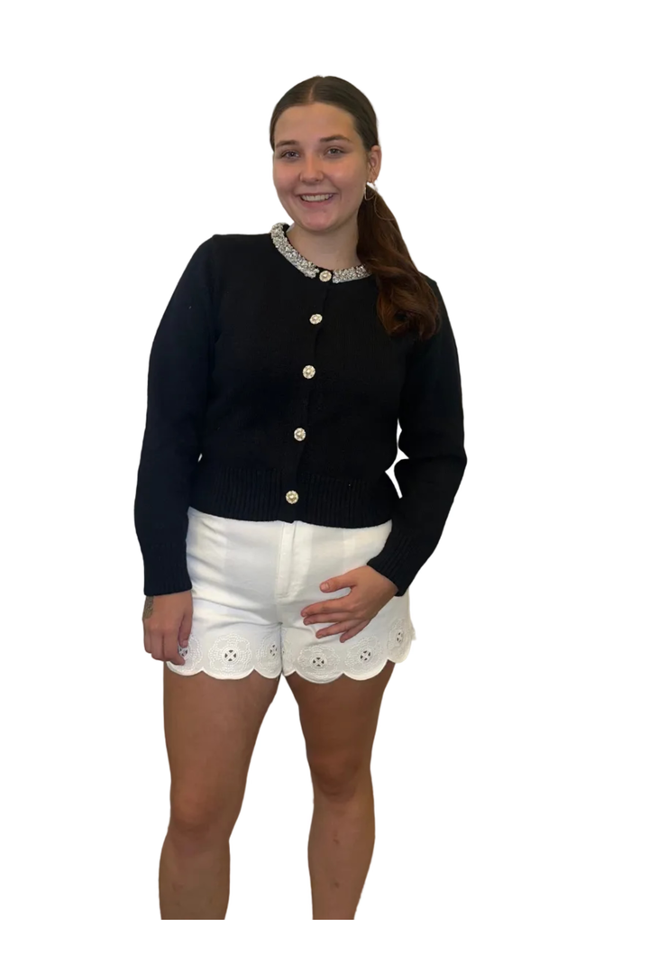 Entro Black Jewel Button Cardigan