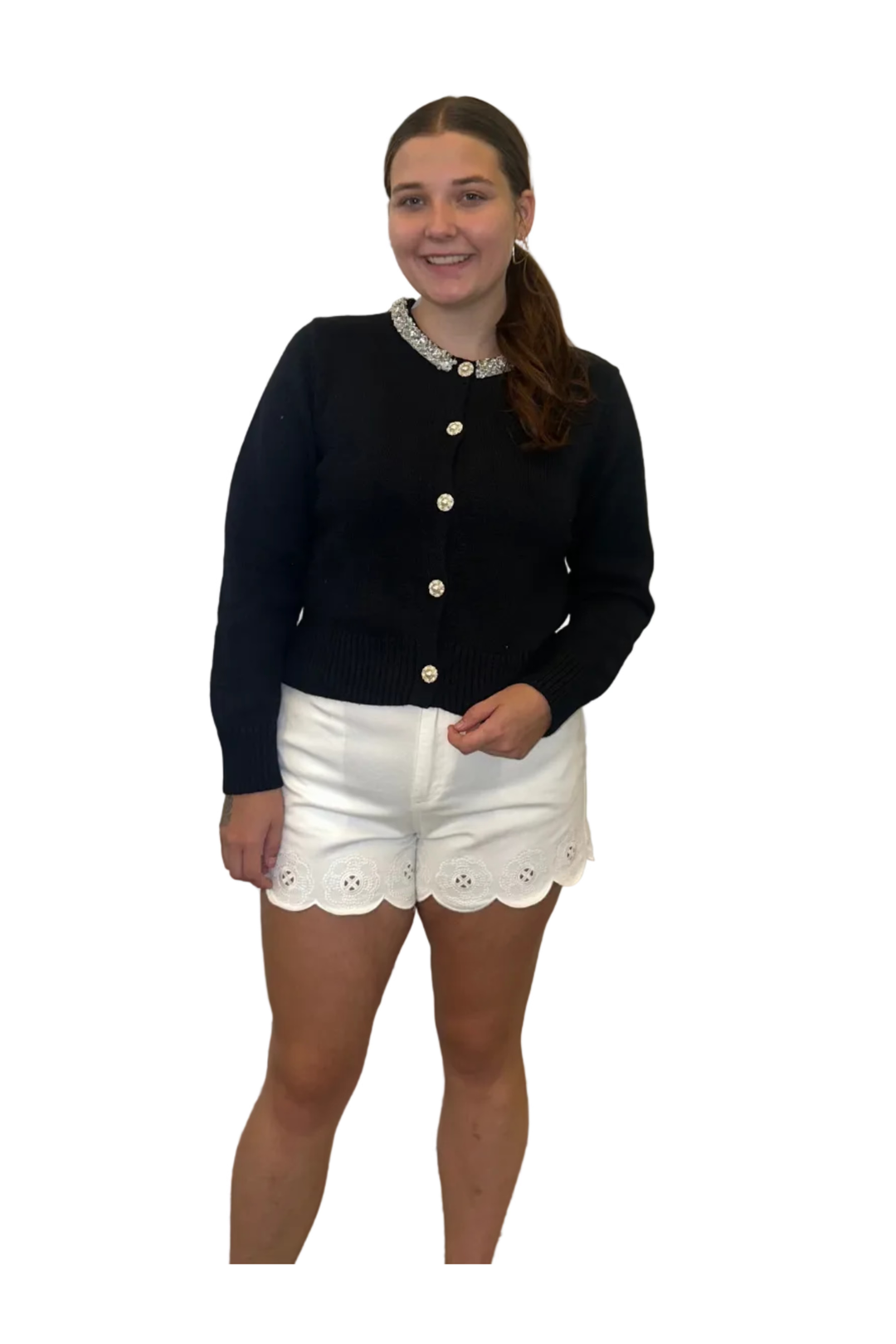 Entro Black Jewel Button Cardigan