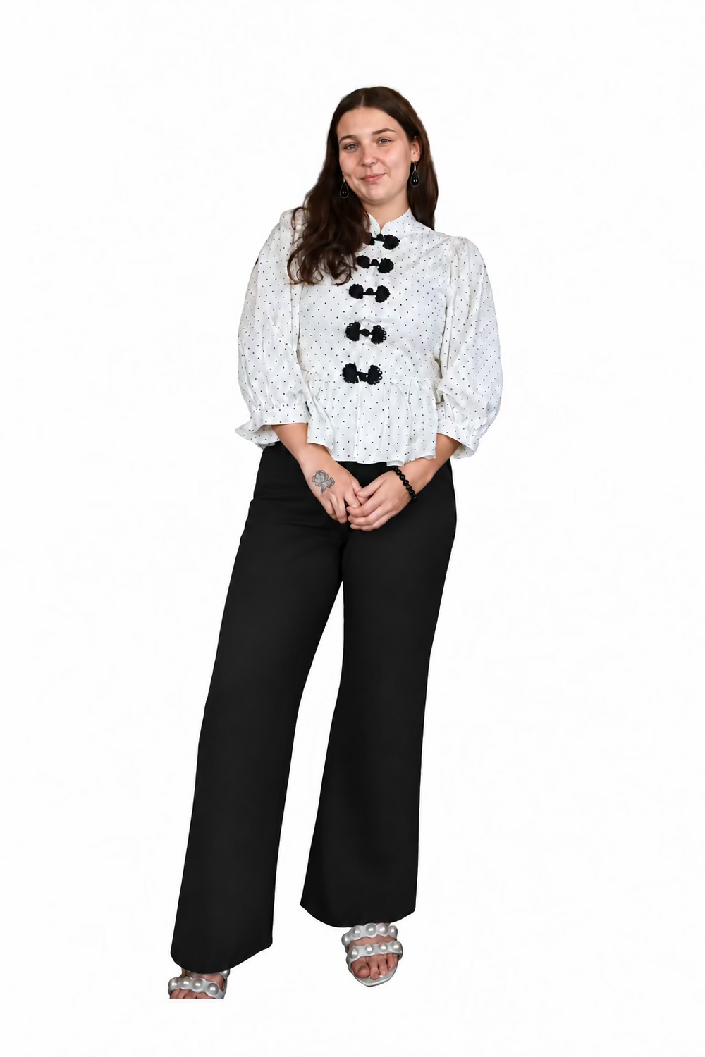 Entro Frog Closure Peplum Blouse - Vintage Dragonfly Boutique