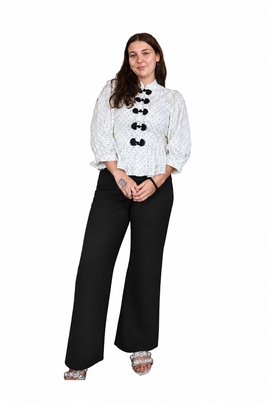 Entro Frog Closure Peplum Blouse - Vintage Dragonfly Boutique