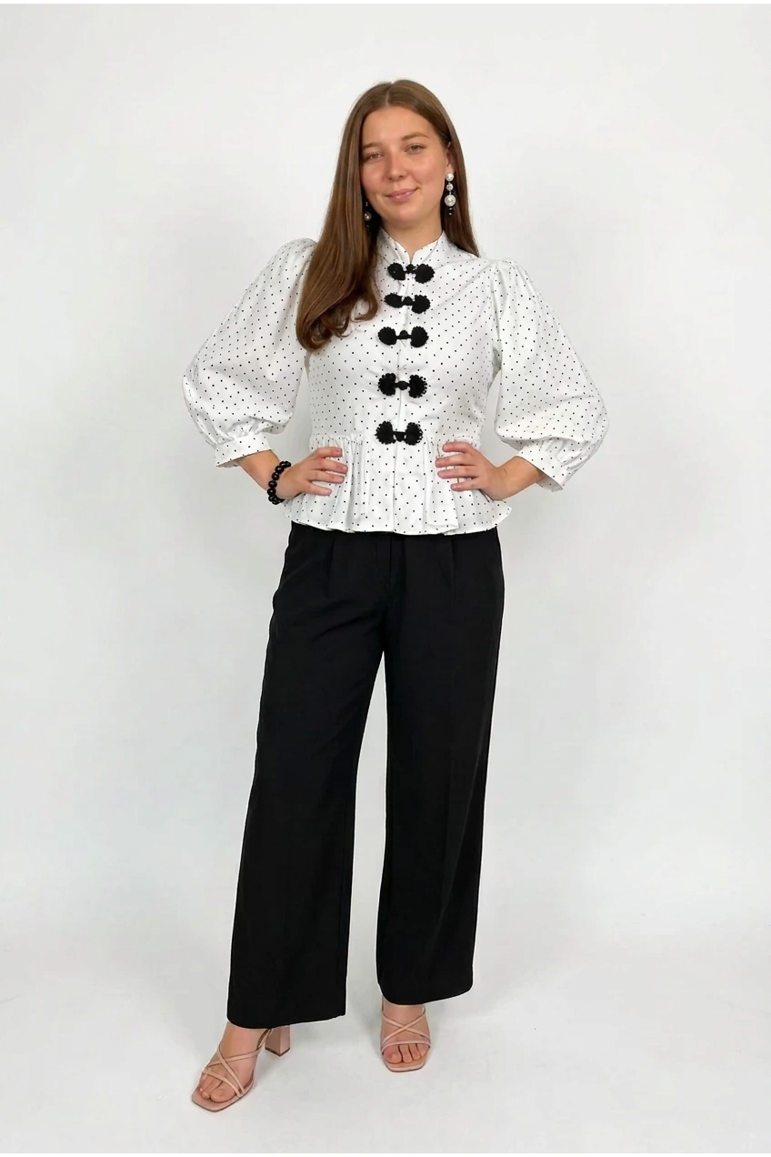 Entro Frog Closure Peplum Blouse