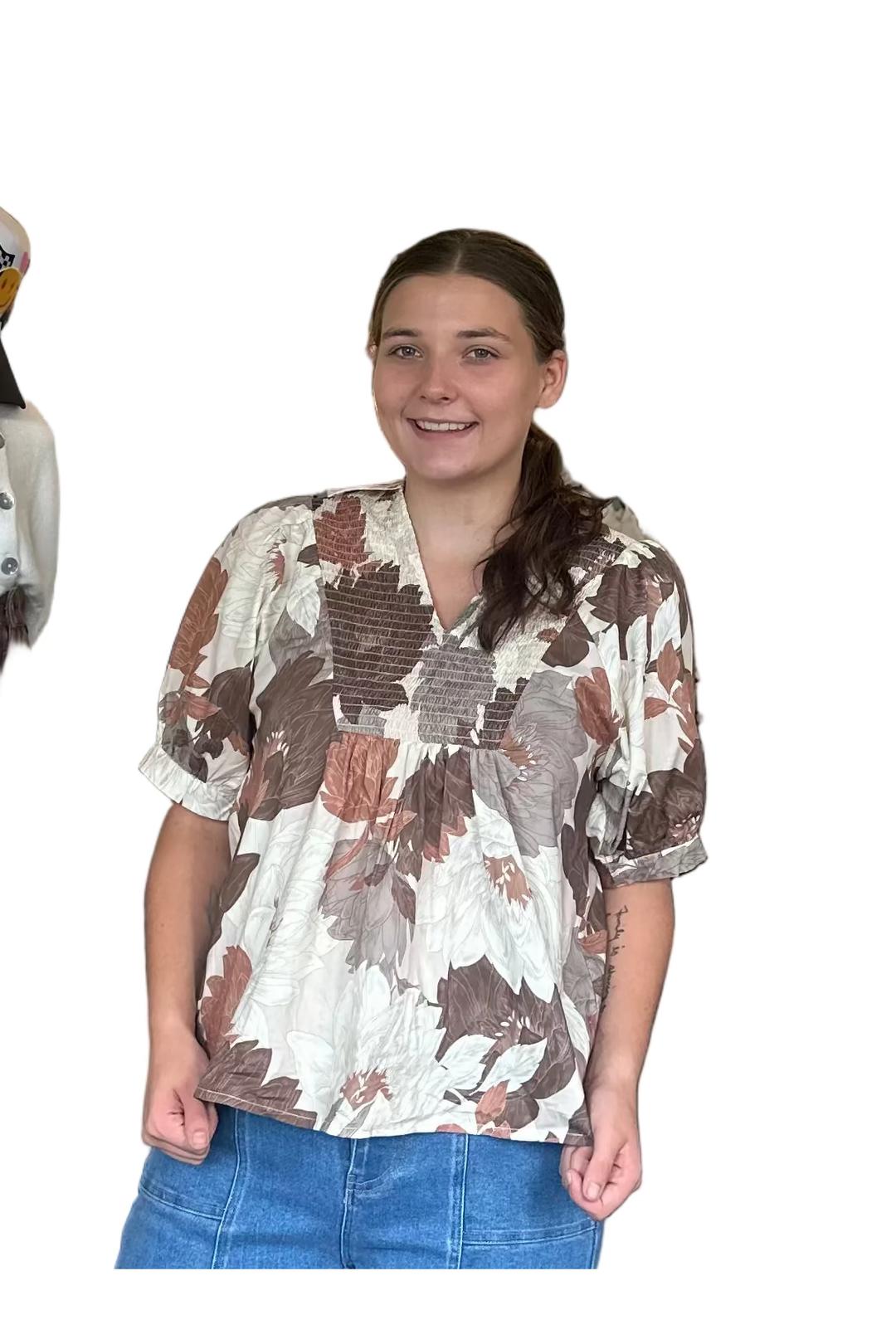 Entro Fall Floral Collared Puff Sleeve Blouse - Vintage Dragonfly Boutique
