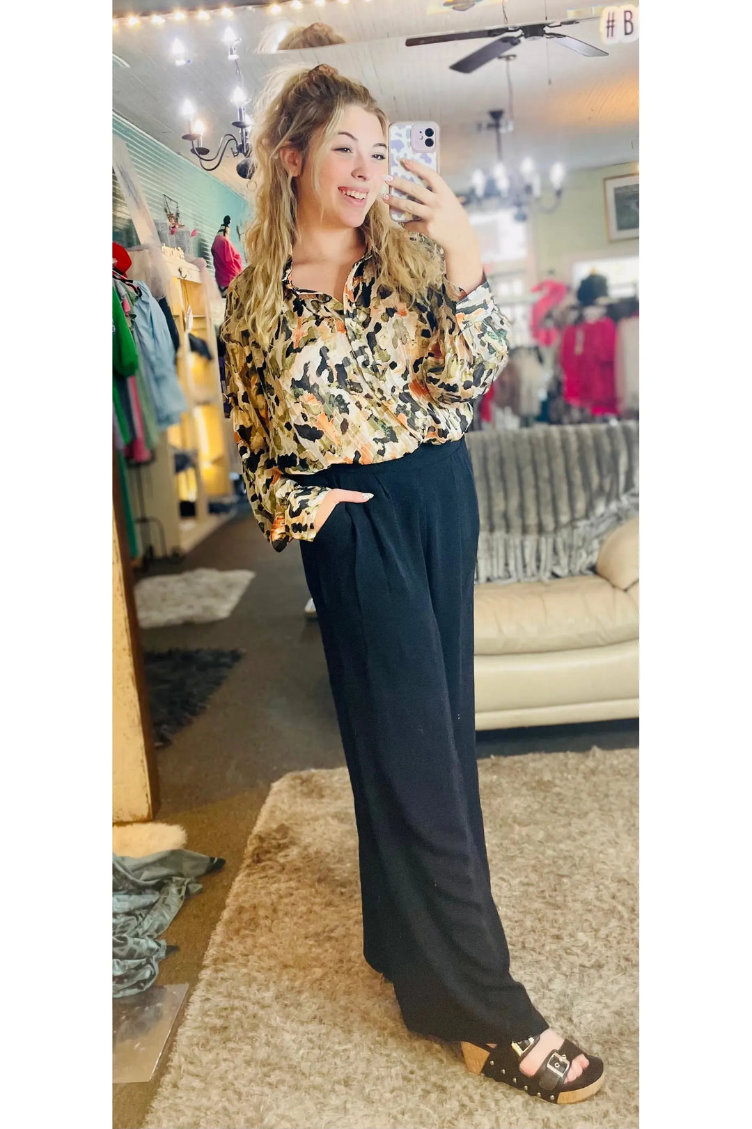 Black Wide Leg Pants - Vintage Dragonfly Boutique