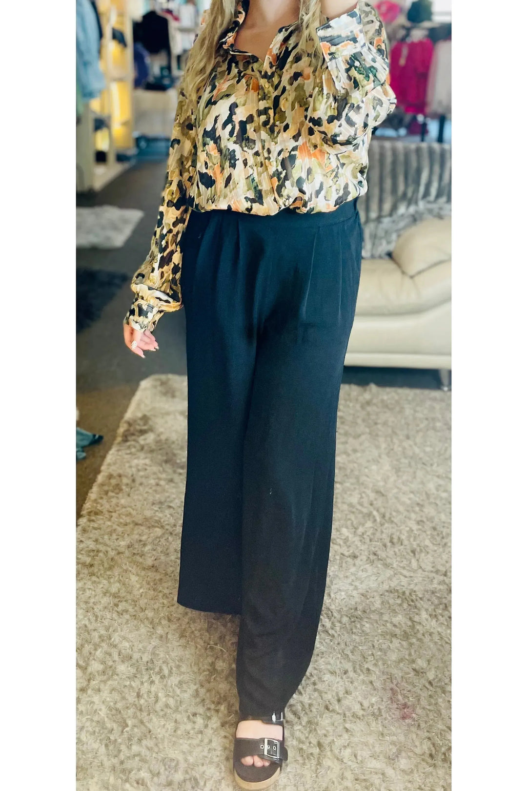 Black Wide Leg Pants - Vintage Dragonfly Boutique