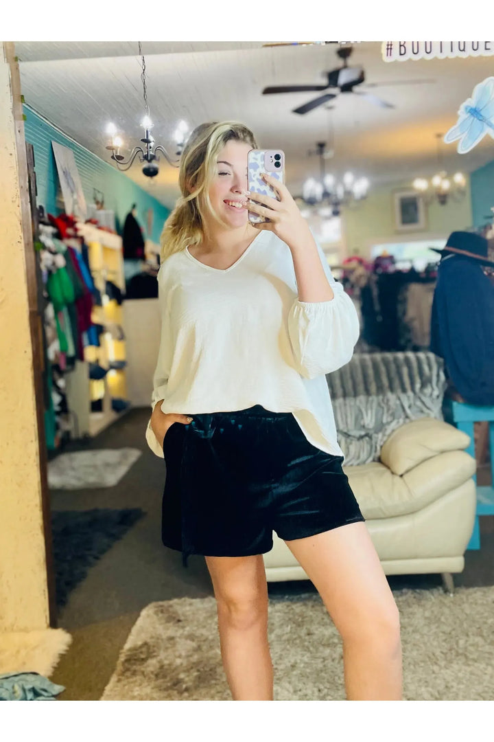 Black Velvet Shorts - Vintage Dragonfly Boutique