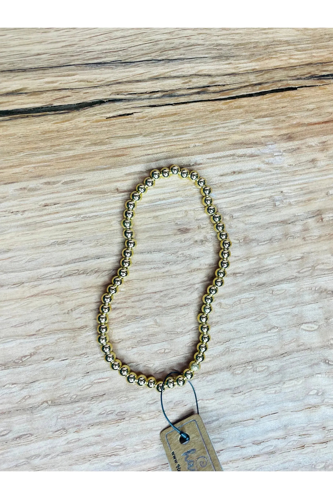 4mm Stretch Gold  Bead Bracelet - Vintage Dragonfly Boutique