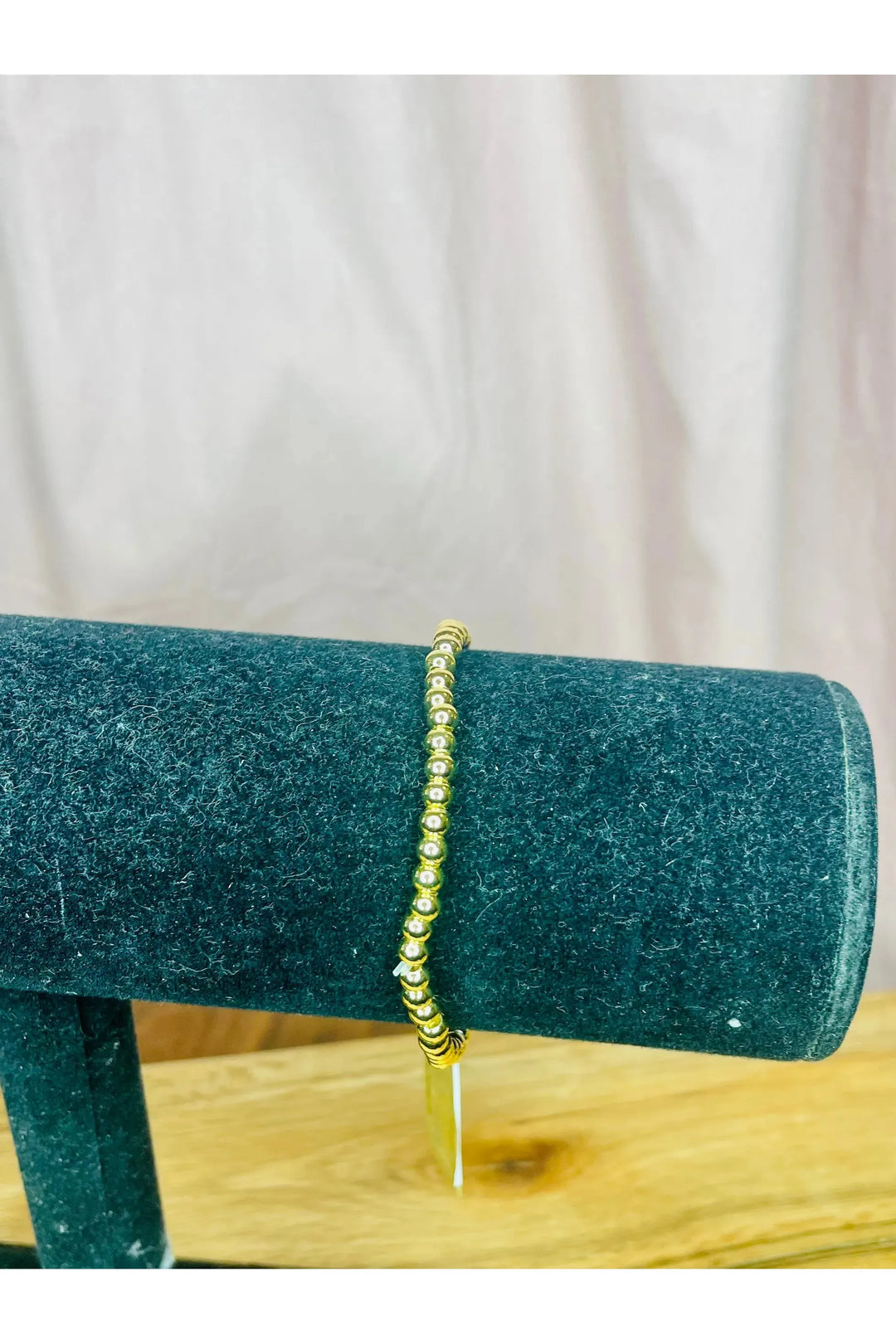 4mm Stretch Gold  Bead Bracelet - Vintage Dragonfly Boutique