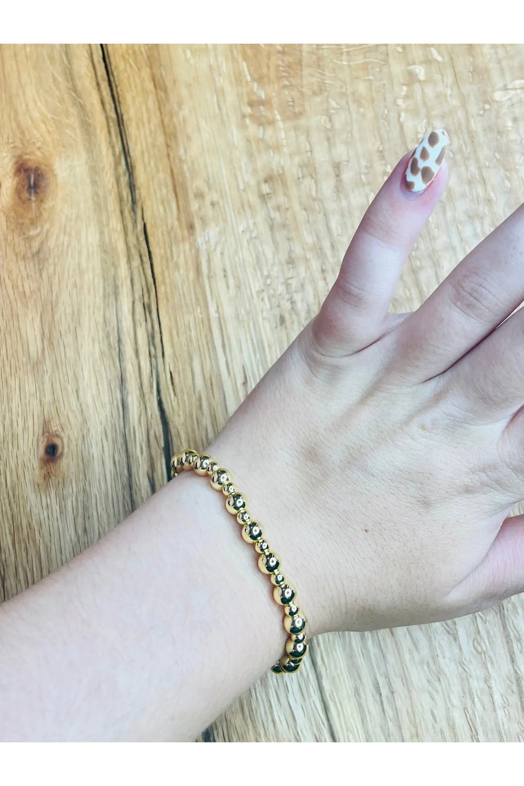 Gold Stretch Bead  Bracelet with 5mm & 3mm Beads - Vintage Dragonfly Boutique